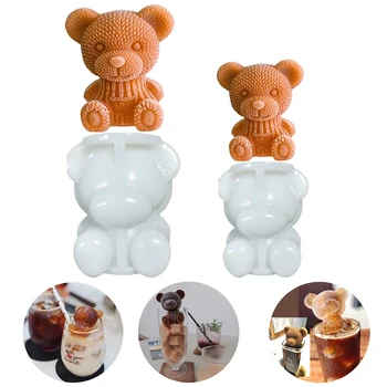 Мультяшный медведь, 3D стереосиликоновая форма для льда, Быстрозамороженная И легко выпускаемая Форма для молочного чая и кофе, форма для кубиков льда, форма для льда