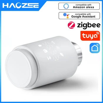 Tuya Smart ZigBee Термостат, клапан привода радиатора, умный программируемый регулятор температуры TRV, голосовое управление Alexa