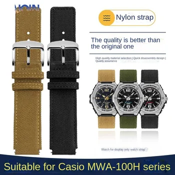 20 мм Нейлоновый ремешок для часов Casio Steel Heart MWA-100HD-1A MWD-100H, Черный Браслет Samurai, Аксессуары