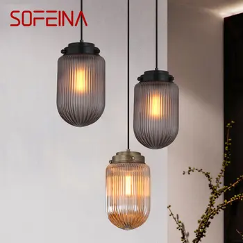 SOFEINA Nordic LED Подвесные светильники, Промышленные Креативные Стеклянные подвесные светильники простого дизайна для домашней спальни