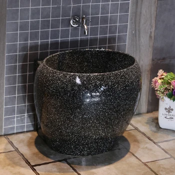 Черная каменная художественная швабра для бассейна, большая Ретро керамическая швабра для бассейна, ванная комната, креативный стол, управление, раковина для швабры