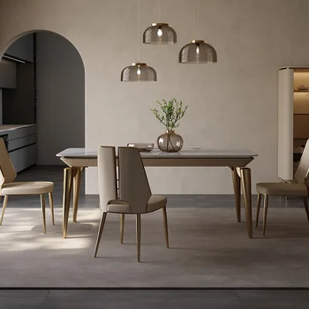 Новый роскошный итальянский обеденный стол в минималистичном стиле, прямоугольный стол с мраморной столешницей, стильный столовый гарнитур для столовой