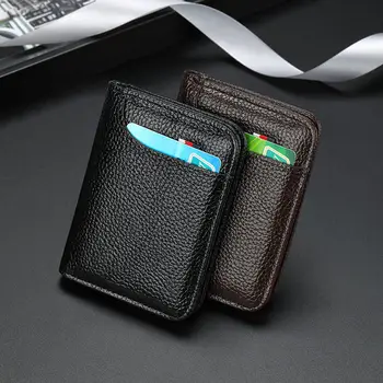 Мужской держатель для карт, тонкий мини-кошелек, сумка для хранения карт, Унисекс, изысканный кошелек из искусственной кожи, блокирующий банковскую карту, сумка для хранения наличных