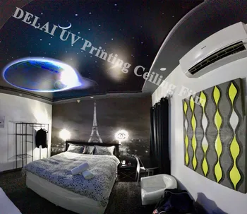 Фантастически универсален в ночное время Парижа для УФ-печати потолочной пленки и 3D-настенной росписи
