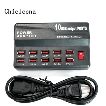 Chielecnal 5 В 1 ~ 3.5A 10 Выходных портов USB-концентратор Зарядное устройство Высокоскоростной адаптер для зарядного устройства для мобильного телефона планшета