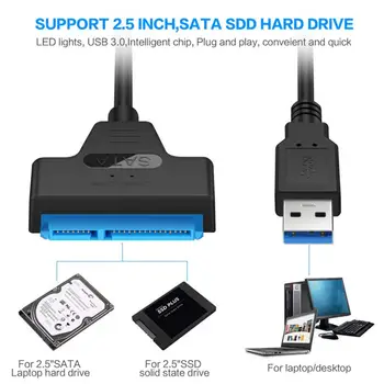 Кабель для передачи данных SSD Практичный USB3.0 к ПК SATA 2,5-дюймовый кабель-адаптер для жесткого диска Широко совместимый кабель для жесткого диска Канцелярские принадлежности