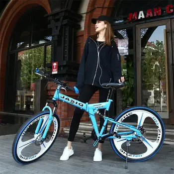 Горный велосипед с 26-дюймовым двойным дисковым тормозом, складной на раме из углеродистой стали