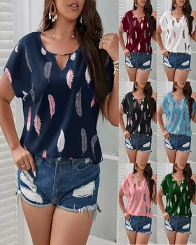 Модные Женские рубашки с принтом, винтажные Летние Футболки, Блузка, Топ, Свободные Повседневные топы с короткими рукавами, S-5XL