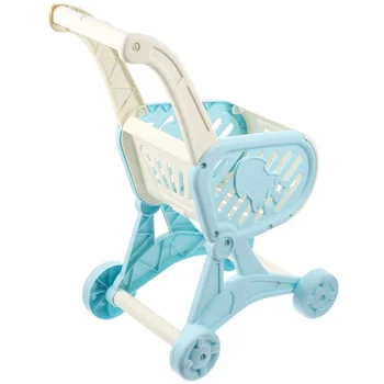 Миниатюрная игрушка-тележка для покупок с корзиной для хранения детских наборов для игры в продуктовые ролевые игры