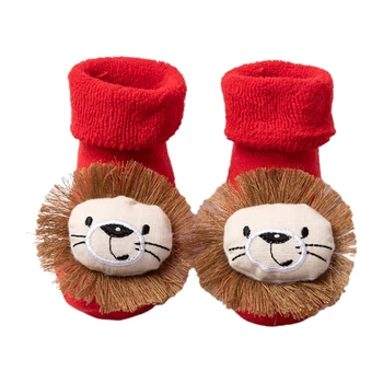 Нескользящие хлопковые рождественские носки для малышей с ручками, унисекс, короткие носки для новорожденных, рождественские подарки для мальчиков и девочек