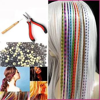 Наращивание волос из искусственных перьев Радужного цвета для наращивания волос Аксессуары без зажимов для девочек