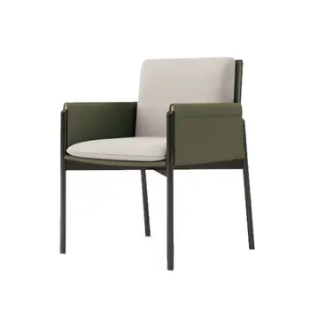 Высококачественная мебель для дома Минималистичный обеденный стул из кожи и нержавеющей стали Дизайнерский стул для приема гостей