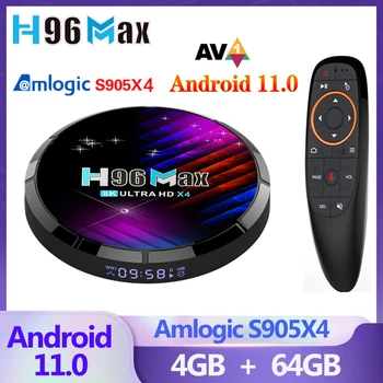 H96 MAX X4 4 ГБ 64 ГБ 8K TV BOX Android11.0 Smart Android TVBOX Amlogic S905X4 2,4/5G Wifi 1080P BT 4K Телеприставка Медиаплеер