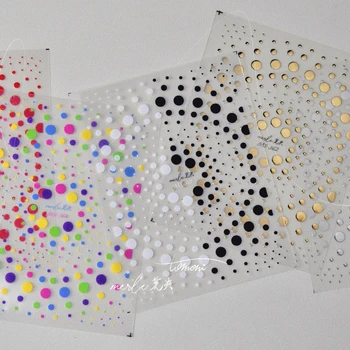Цветные Золотые Серебряные Круглые точки смешанного размера 3D Самоклеящиеся наклейки для украшения ногтей Модные Милые Наклейки для маникюра Оптом
