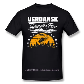Мужские приключенческие игры COD Black Ops Cold War Черная футболка Warzone Verdansk Вертолетные туры Классические футболки из чистого хлопка Harajuku