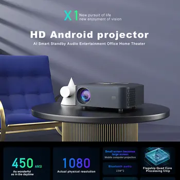 Портативный Мини-Проектор X1 2.4G 5G Двойной WiFi Bluetooth 4.2 Поддержка Видеодисплея 4K Ручная Фокусировка Встроенный Динамик Box