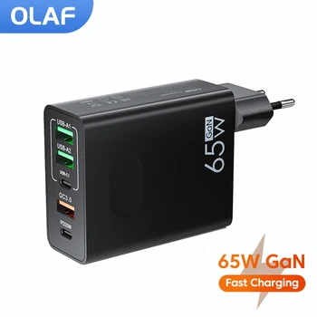 OLAF 65 Вт Gan Зарядное Устройство USB Type C 5 Портов Quick Charge 3,0 Зарядное Устройство для Быстрой Зарядки Xiaomi Samsung iphone Зарядное Устройство Для Мобильного Телефона