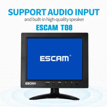 ESCAM T08 8-дюймовый TFT LCD Монитор видеонаблюдения 1024х768 с поддержкой VGA HDMI, AV BNC USB для ПК, камера видеонаблюдения
