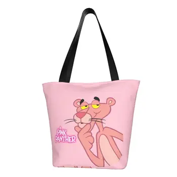 Многоразовая хозяйственная сумка Panthers Женская холщовая сумка через плечо Прочные мультяшные продуктовые сумки для покупок