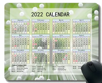 Коврик для мыши с календарем на 2022 год, светящийся веер, падающий зелеными лучами, Пользовательские игровые коврики для мыши с дизайном