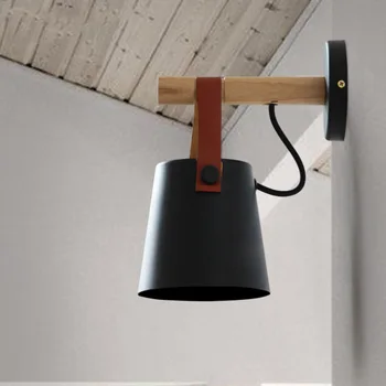 Бесплатная доставка Деревянный простой креативный настенный светодиодный светильник прикроватное украшение спальни morden Nordic design Light