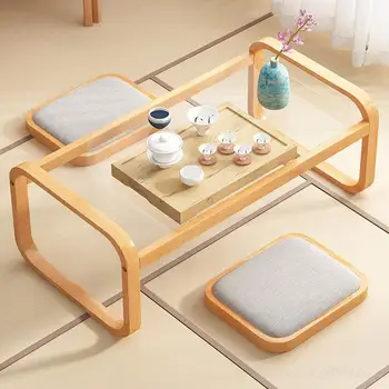 Журнальный столик с эркером в скандинавском стиле, Сидящий на полу В спальне, Низкий столик на Подоконнике, Японские татами, маленький столик, мебель для дома
