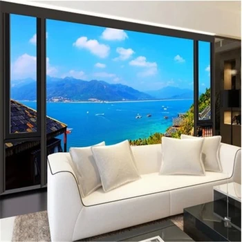beibehang 3d фотообои стереоскопический морской пейзаж фрески рельефы минималистичная современная спальня, гостиная 3d фрески обои