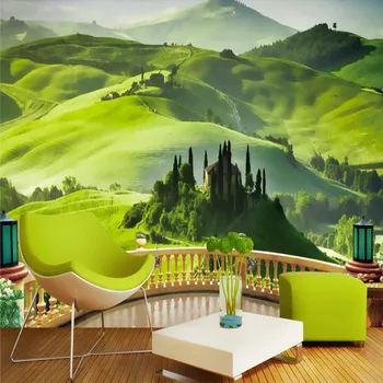 фон для фотообоев beibehang на заказ гостиная телевизор балкон природный пейзаж Зеленая гора 3D фрески обои