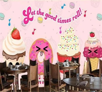 beibehang Индивидуальные современные обои 3d фоновая фотография фреска модный мультфильм мороженое десерт украшение ресторана отеля