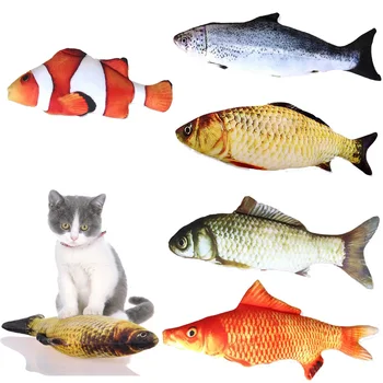 20-сантиметровая игрушка-рыбка для домашних кошек, встроенная хлопковая игрушка без батареек, обычная имитационная рыбка, Интерактивная развлекательная игра для кошек, игрушки для кошек