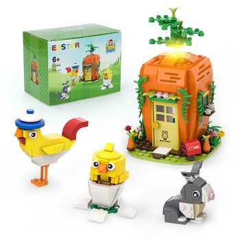 Креативная модель на Пасху, яйцо, курица, кролик, животное, кролик MOC, строительные блоки, Пасхальные игрушки с подсветкой, кирпич Для детских подарков