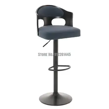 Барный стул, современный простой подъемный стул, высокий табурет, скандинавский барный стул, высокий стул со спинкой из цельного дерева, легкий роскошный барный стул
