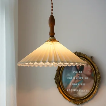 Современный тканевый подвесной светильник IWP в стиле ретро, минималистичный креативный плиссированный подвесной светильник для декора интерьера гостиной, обеденного стола