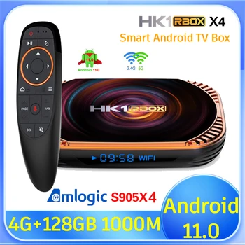 НОВЫЙ HK1 RBOX X4 Samrt TV Box Android 11 Amlogic S905X4 4G 64GB 128GB 5G Двойной Wifi 1000M 4K 8K Медиаплеер AV1 BT Телеприставка