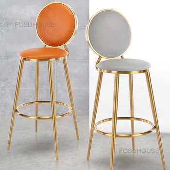 Скандинавские Креативные Железные Барные стулья, Мебель для кухни для отдыха, Современные Простые Семейные Барные стулья с кожаной спинкой, Роскошный Художественный Высокий барный стул