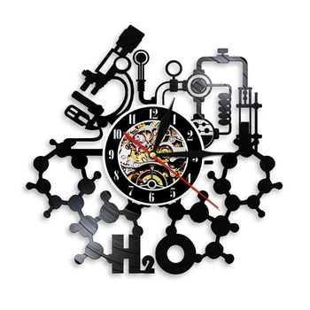 Инструмент для химических экспериментов, настенная вывеска, декоративные настенные часы 12 дюймов, сделанные из виниловой пластинки, Черные подвесные настенные часы, декор