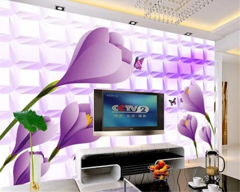 beibehang papel de parede3D Модные эстетичные трехмерные фиолетовые цветочные обои для домашнего декора фон стены behang