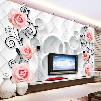 Пользовательские обои papel de parede rose 3D circle TV задний план настенная роспись магазин одежды кафе гостиная спальня 3d обои