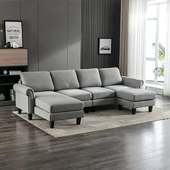 108-дюймовый диван, секционный диван для гостиной, мебельные гарнитуры, раскладные U-образные диваны с пуфиком и шезлонгом для квартиры
