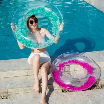 Прозрачное кольцо для плавания из перьев, надувные инструменты для плавания из ПВХ с подкладкой для взрослых, Оборудование для водных игр