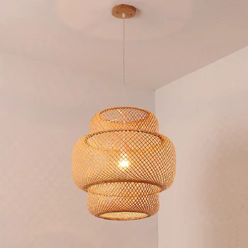 Современная бамбуковая люстра ручной работы из бамбука, люстра для столовой, бамбуковый фонарь, люстра для спальни, лампа для столовой
