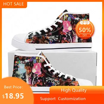 Juice Wrld Хип-хоп Рэппер Высокие Высококачественные кроссовки Мужские Женские Подростковые парусиновые кроссовки Повседневная обувь для пары Обувь на заказ