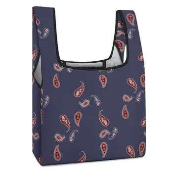 Большая хозяйственная сумка с индивидуальным принтом, сумка для покупок с двойным ремешком, сумка-тоут в этническом ретро стиле, повседневные женские сумки для продуктовых жилетов
