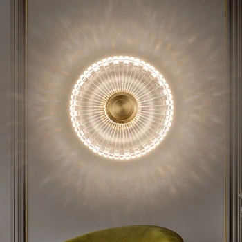Светодиодный настенный светильник из меди и акрила Настенные светильники для гостиной Прикроватной тумбочки для спальни Lmap Nordic Home Decor Светильники Для зеркала в ванной