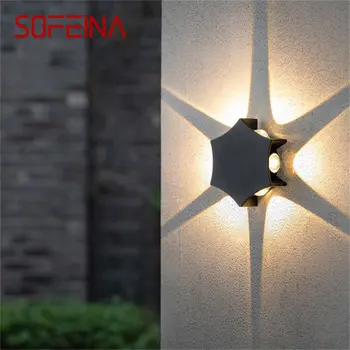 Креативные уличные настенные светильники SOFEINA, современная черная водонепроницаемая светодиодная простая лампа для дома, веранды, балкона, виллы