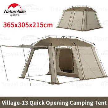 Naturehike Village-13 Быстрораскрывающихся кемпинговых палаток С шестисторонней сеткой от насекомых, Дышащая солнцезащитная роскошная палатка на 4 персоны, непромокаемая