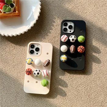 Горячие Корейские 3D силиконовые дышащие чехлы для телефонов с шариками своими руками для Apple iPhone 11 12 13 14 Pro Max Plus 13 Mini с противоударной задней крышкой