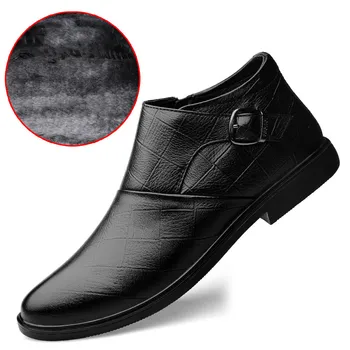 Корейские дизайнерские Мужские повседневные ботинки из натуральной кожи Черная Мужская обувь из коровьей кожи Трендовые Красивые ботинки Челси Зимние Sonw Shoes Man