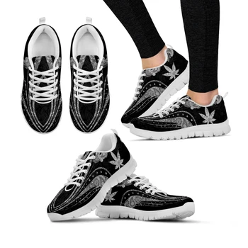 INSTANTARTS Популярный Дизайн Листьев Марихуаны, Черные Легкие Уличные Кроссовки, Удобная Дышащая Повседневная Обувь Zapatos Mujer