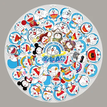 52 Штуки Синего Doraemon Дорожный Багаж Мультяшные Наклейки Милые Водонепроницаемые Детские Игрушки Канцелярские Принадлежности Декоративные Мобильные DIY Craft
